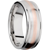 Lashbrook Rose & White Cobalt Chrome 8mm Men's Wedding Band - CC8RED2UMIL12_14KR+SATIN_POLISH photo2