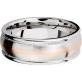 Lashbrook Rose & White Cobalt Chrome 8mm Men's Wedding Band - CC8RED2UMIL12_14KR+SATIN_POLISH photo3