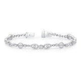 Uneek Round Diamond Bracelet with Round and Pear-Shaped Rope Milgrain Floating Halo Details - LVBRW997W photo