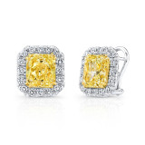 Uneek Radiant-Cut Fancy Yellow Diamond Halo Earrings - LVE273 photo