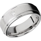 Lashbrook Cobalt Chrome 8mm Men's Wedding Band - CC8REFDIA.07F+ANGLE+STONE_POLISH photo