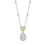 Uneek Pear-Shaped Diamond Pendant with Shield-Cut Fancy Yellow Diamond Accent - LVN926 photo