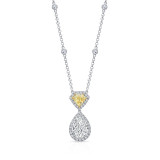 Uneek Pear-Shaped Diamond Pendant with Shield-Cut Fancy Yellow Diamond Accent - LVN926 photo