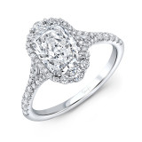 Uneek Petals Cushion Cut Diamond Halo Engagement Ring - SWS232DSSW-CU photo