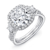 Uneek Three-Stone Engagement Ring with 3-Carat Cushion-Cut Center on Halo and Pave Double Shank - LVS983CU-3CTCU photo