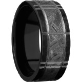 Lashbrook Black Zirconium Meteorite 8mm Men's Wedding Band - Z8.5F15_METEORITE_CROSSHATCH+HAMMER photo2