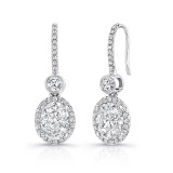 Uneek Oval Diamond Drop Earrings with Bezel-Set Round Diamonds - LVE307 photo