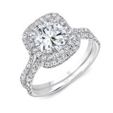 Uneek Round Diamond Engagement Ring with Double Cushion Halo and Pave Double Shank - LVS995CU-6.5RD photo