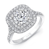 Uneek Round Diamond Engagement Ring with Cushion-Shaped Double Halo, Filigree Detail and Surprise Diamonds - SWS224DCU-6.5RD photo