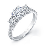 Uneek Round Diamond Three-Stone Engagement Ring with Pave Upper Shank - USM015RD2-6.5RD photo