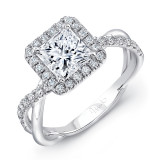 Uneek Princess-Cut Diamond Halo Engagement Ring with Infinity-Style Crisscross Shank - SM817PR-5.5PC photo