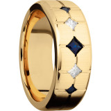 Lashbrook 14k Yellow Gold 8mm Men's Wedding Band - 14KY8B3XSAPP2XDIA+CROSS+SATIN_POLISH photo2