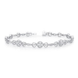 Uneek Round Diamond Bracelet with Mixed-Size Round Bead Milgrain Floating Halo Details and Navette-Shaped Accent Clusters - LVBRW581W photo