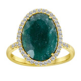 Meira T Yellow Gold Rough Emerald and Diamond Ring photo