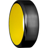 Lashbrook Black Zirconium 8mm Men's Wedding Band - Z8HB+SATIN+CORVETTEYELLOWIN photo2