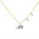 Meira T 14k Yellow Gold Diamond Elephant Necklace photo
