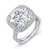 Uneek 9-Carat Round Diamond Halo Engagement Ring with Pave Silhouette Double Shank - LVS887 photo