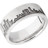 Lashbrook Cobalt Chrome 8mm Men's Wedding Band - CC8F_LCVDETROITSKYLINE+SAND_SATIN photo