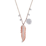 Meira T Rose Gold Feather Diamond Necklace photo