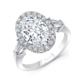 Uneek Oval White Diamond Engagement Ring - R004U photo