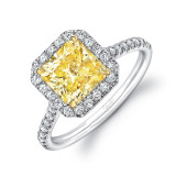 Uneek Classic Radiant-Cut Fancy Yellow Diamond Halo Engagement Ring - LVS787RADFY photo