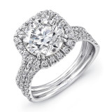Uneek Round Diamond Engagement Ring with Cushion-Shaped Halo and Pave Triple Shank - LVS904-8.0RD photo