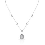 Uneek Pear-Shaped Diamond Pendant Necklace with Double Halo and Pave Hollow Disc Stations - LVN627 photo
