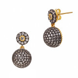 Freida Rothman Pave Dome Drop Earrings - PZE020134B-14K photo