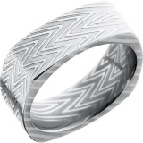 Lashbrook Black & White Damascus Steel 8mm Men's Wedding Band - D8FSQZEBRA+POLISH photo