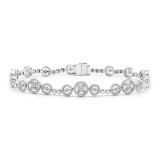 Uneek Mixed-Size Round Diamond Bracelet with Rope Milgrain Floating Halo Details - LVBRW995W photo