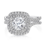 Uneek Round Diamond Engagement Ring with Cushion-Shaped Double Halo and Pave Double Shank - LVS923-6.5RD photo