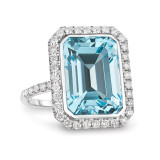 Doves Sky Blue 18k White Gold Diamond Ring - R8266BT photo