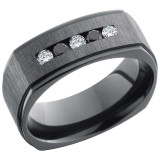 Lashbrook Black Zirconium Diamond 8mm Men's Wedding Band - Z8FGESQDIA3X.05BLKDIA2X.05CH+CROSSSATIN_POLISH photo