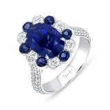 Uneek Blue Sapphire Diamond Engagement Ring - R071OVBSU photo