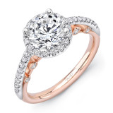 Uneek La Notte Stellata Round Diamond Halo Engagement Ring with Pave Upper Shank - A106RDRW-6.5RD photo