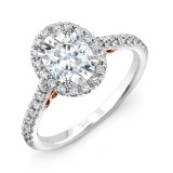 Uneek Fiorire Oval Diamond Halo Engagement Ring with Pave Shank - A101WR-8X6OV photo