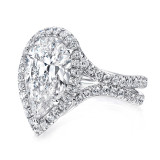 Uneek Pear-Shaped Diamond Halo Engagement Ring with Pave Silhouette Double Shank - LVS959 photo