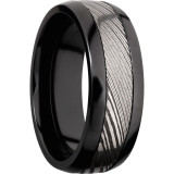 Lashbrook Black & White Zirconium 8mm Men's Wedding Band - ZPF8D14_DAMASCUS+ACID_POLISH photo2