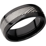 Lashbrook Black & White Zirconium 8mm Men's Wedding Band - ZPF8D14_DAMASCUS+ACID_POLISH photo