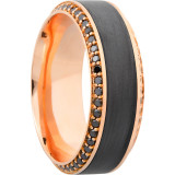 Lashbrook Black & Rose 18k Gold 8.5mm Men's Wedding Band - 18KR8.5HB14.5_ZIRCONIUMBEVELETERNITYBLKDIA.01BEAD+POLISH photo2