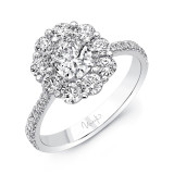Uneek Cushion-Cut Diamond Engagement Ring with Floral-Inspired Shared-Prong Round Diamond Halo - LVS1015CU photo