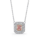 Uneek Radiant-Cut Pink Diamond Double Halo Pendant - LVN605 photo