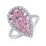 Uneek Pear Shaped Pink Purple Diamond Engagement Ring I1 GIA Certified with White Diamond Side Stones - LVS032PEDD photo