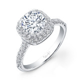 Uneek Classic Round-Diamond-on-Cushion-Halo Engagement Ring with U-Pave Upper Shank - USM04CU-6.5RD photo