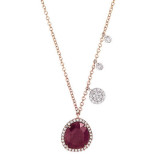 Meira T 14k Rose Gold Ruby and Diamond Necklace photo