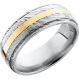 Lashbrook Black White & Yellow Damascus Steel 8mm Men's Wedding Band - D8DGE12_14KY+POLISH photo