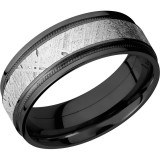 Lashbrook Black Zirconium Meteorite 8mm Men's Wedding Band - Z8FGEW2UMIL14_METEORITE+POLISH photo