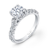 Uneek Round Diamond Engagement Ring with Medium-Sized Melee Diamonds Shared-Prong Set on Upper Shank - USM01M-6.5RD photo