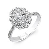 Uneek Oval Diamond Engagement Ring Petals Collection Round Diamond Halo - LVS1015OV photo