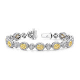 Uneek Oval Yellow Diamond Bracelet with Tilted Cushion Halo Links - LBR179 photo